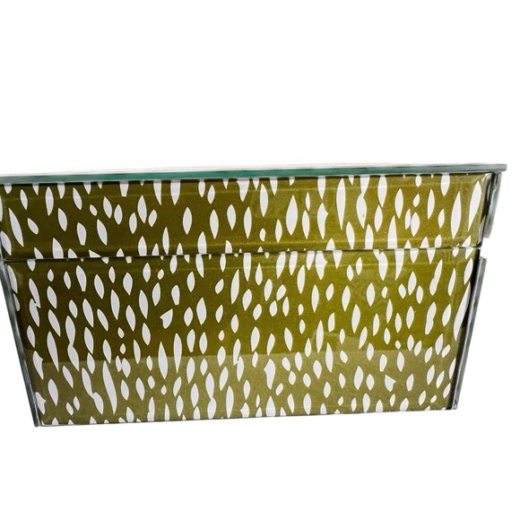 High Gloss Lucite Acrylic Green White Accessory Box Watercolor Spotted 9.75"L - Picture 4 of 16